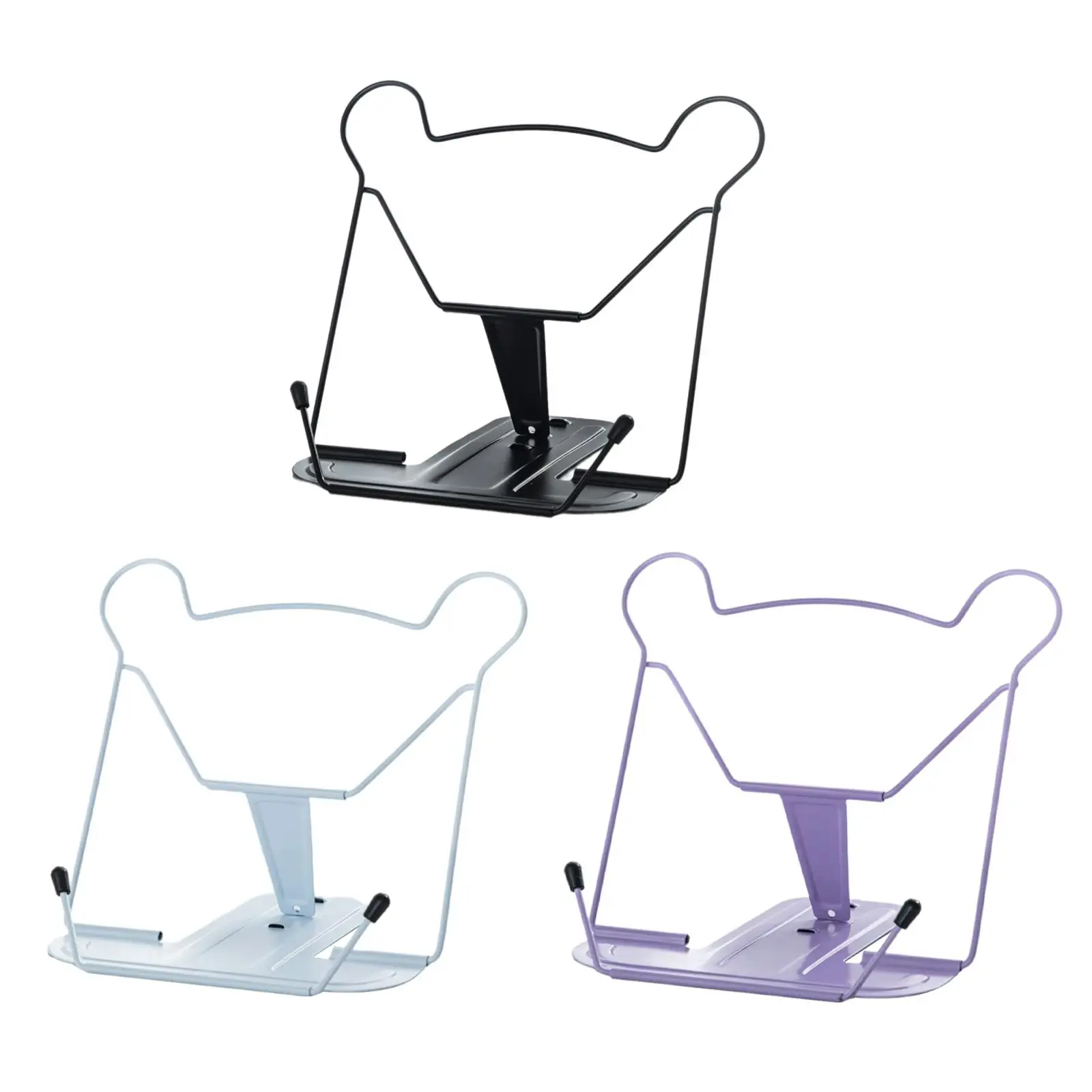 Metal Book Stand Cookbook Stand Stable Adjustable Angle Table Bookstand for Reading Portable Book Holder with Page Clips