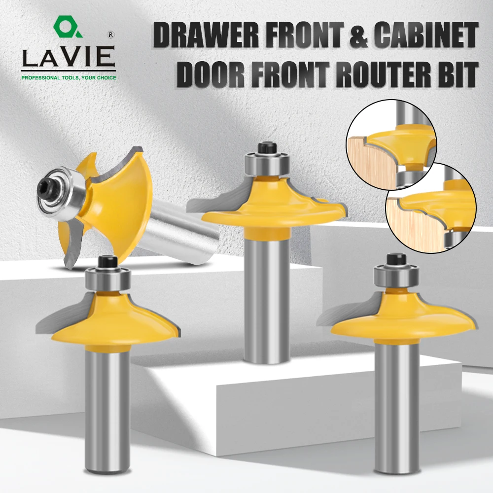 

LAVIE 1PC 1/2" 12.7MM Shank Milling Cutter Wood Carving Drawer Face Mill Round Over with Beading Edging Router Bit Set Tipped