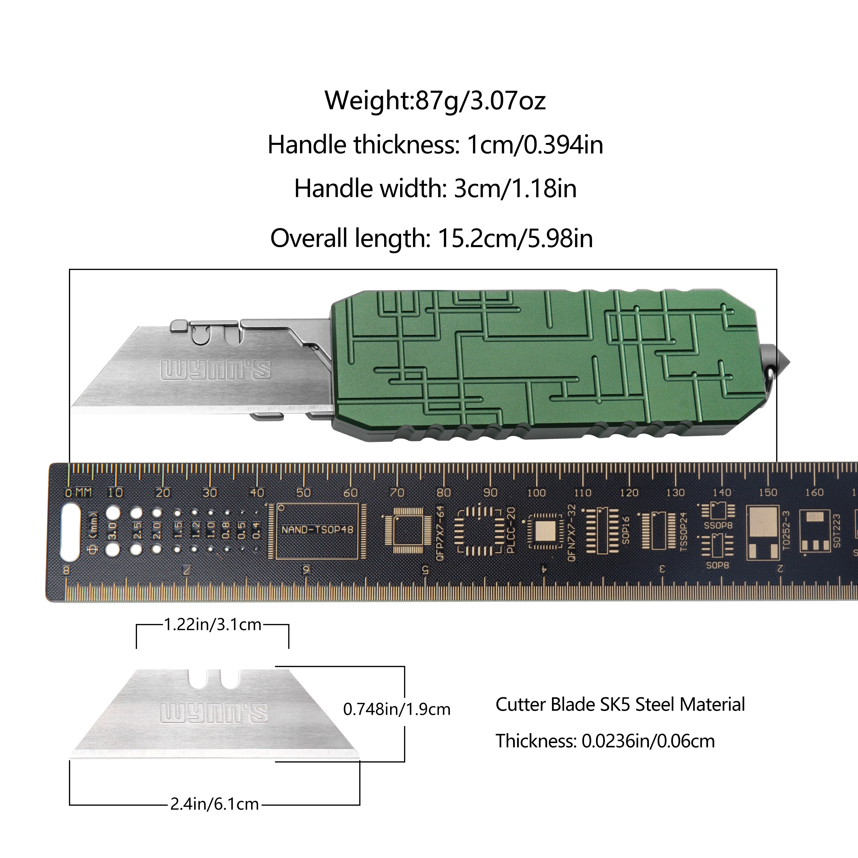 سكين أدوات من سبائك الألومنيوم، سكين جيب مع مشبك، سكاكين قطع الصناديق، سكين أدوات EDC خارجي، مع 10 شفرات من الفولاذ الكربوني #6