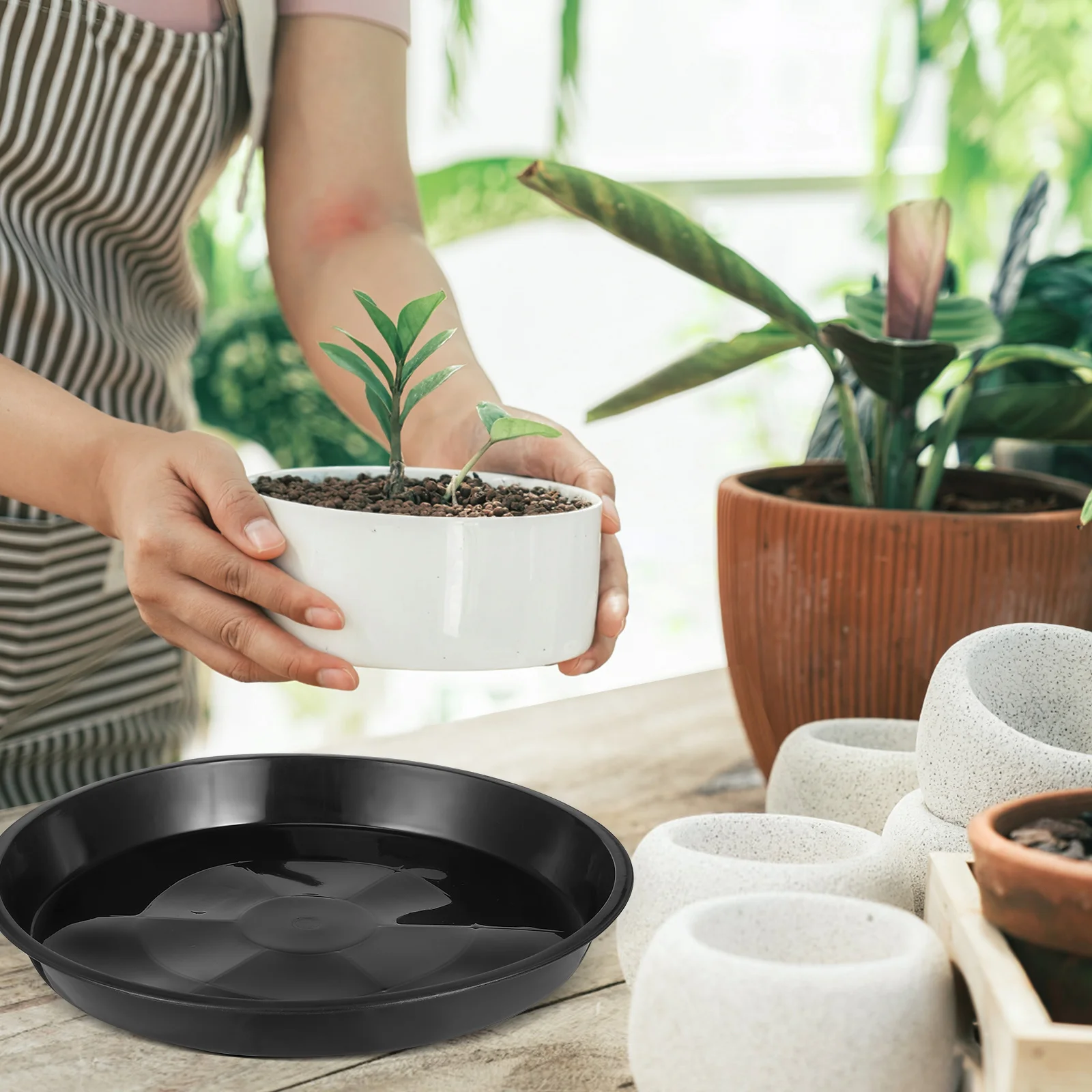 10Pcs Flowerpot Pallet Plastic Durable Round Planter Bottom Tray Bonsai Holder Plant Saucer Prevent Soil Water