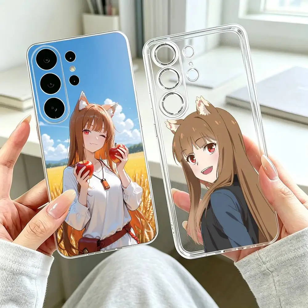 Holo Spice and W-Wolf  Phone Case Transparent Silicone Soft For Samsung S25,S24,S21,S22,S23,S30,Ultra,S20,Plus,Fe Gift