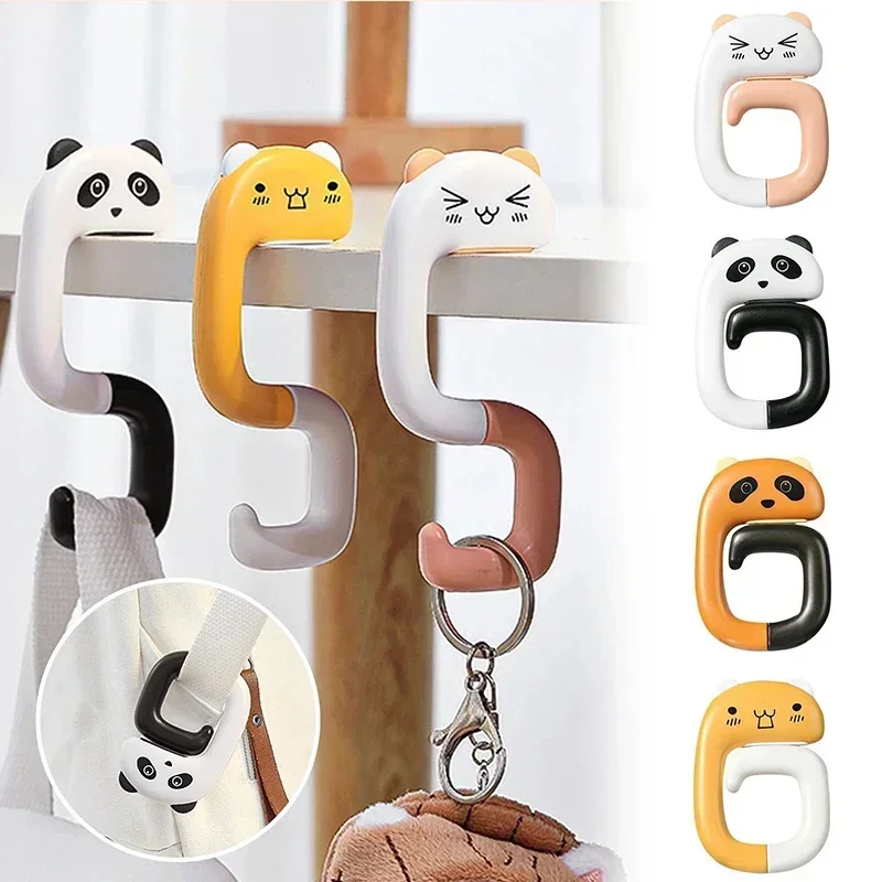 Cute Portable Bag Hook Animal Plastic Table Hook Purse Handbag Travel Bag Organizer Holder Office Decor Plastic Desk Side Hooks