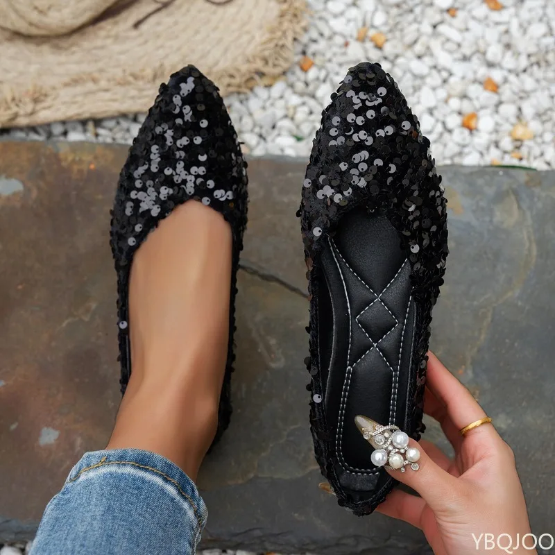 Sharp pointed shallow mouth women's shoes spring new retro minimalist flats fashionable versatile women's shoes