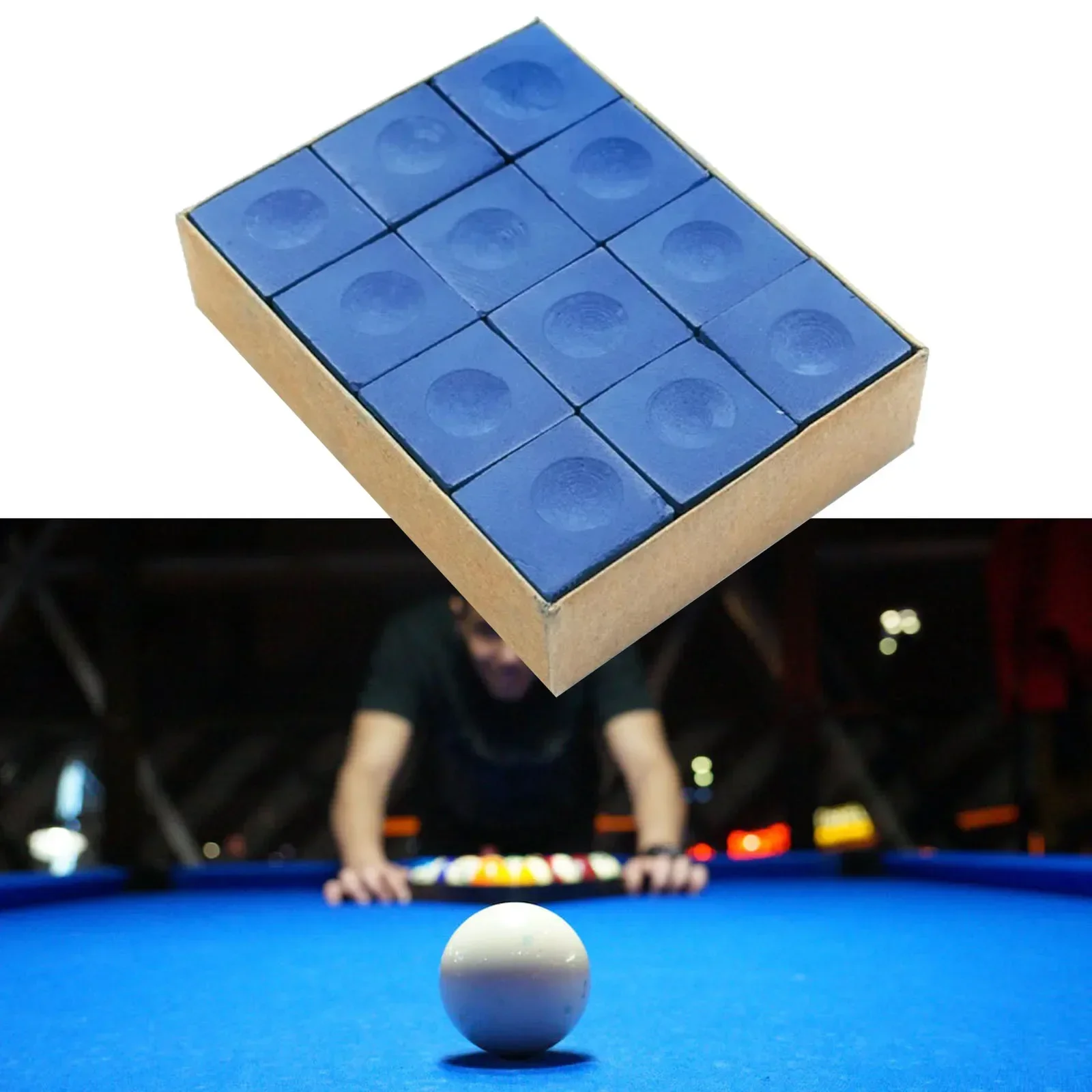 Craie de queue de billard Cubes Cubes, bleu, haute qualité, pratique, nouveau, 12 pièces