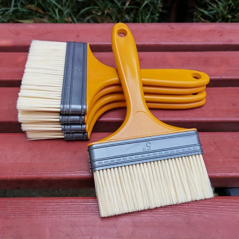 

5PCS Plastic Handle Paint Brush with Fully Tapered Artificial Silk Bristles for Painting Cleaning and Oil Sweeping