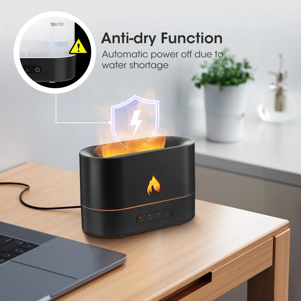 Humidificador de aire aromático de aceites esenciales con difusor de llama de doble color - Distribuidor casero