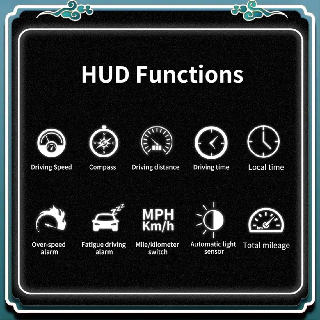 

ABTU-C3012 HUD Speedometer Odometer Compass Head Up Display GPS Digital Display Big Fonts Universal For All Cars