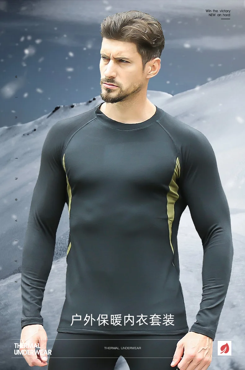 Herren Taktisches Thermo-Unterwäscheset Fleece Warm Atmungsaktiv Verschleißfest Lange Unterhose Outdoor Sport Winter Basisschicht Oberteil Hose – Detail 2