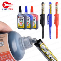 45mm Deep Hole Marker Pens Long Nib Head Carpenter Pen Black/Blue/Red Ink Waterproof for Measuring Woodworking Hand Tools