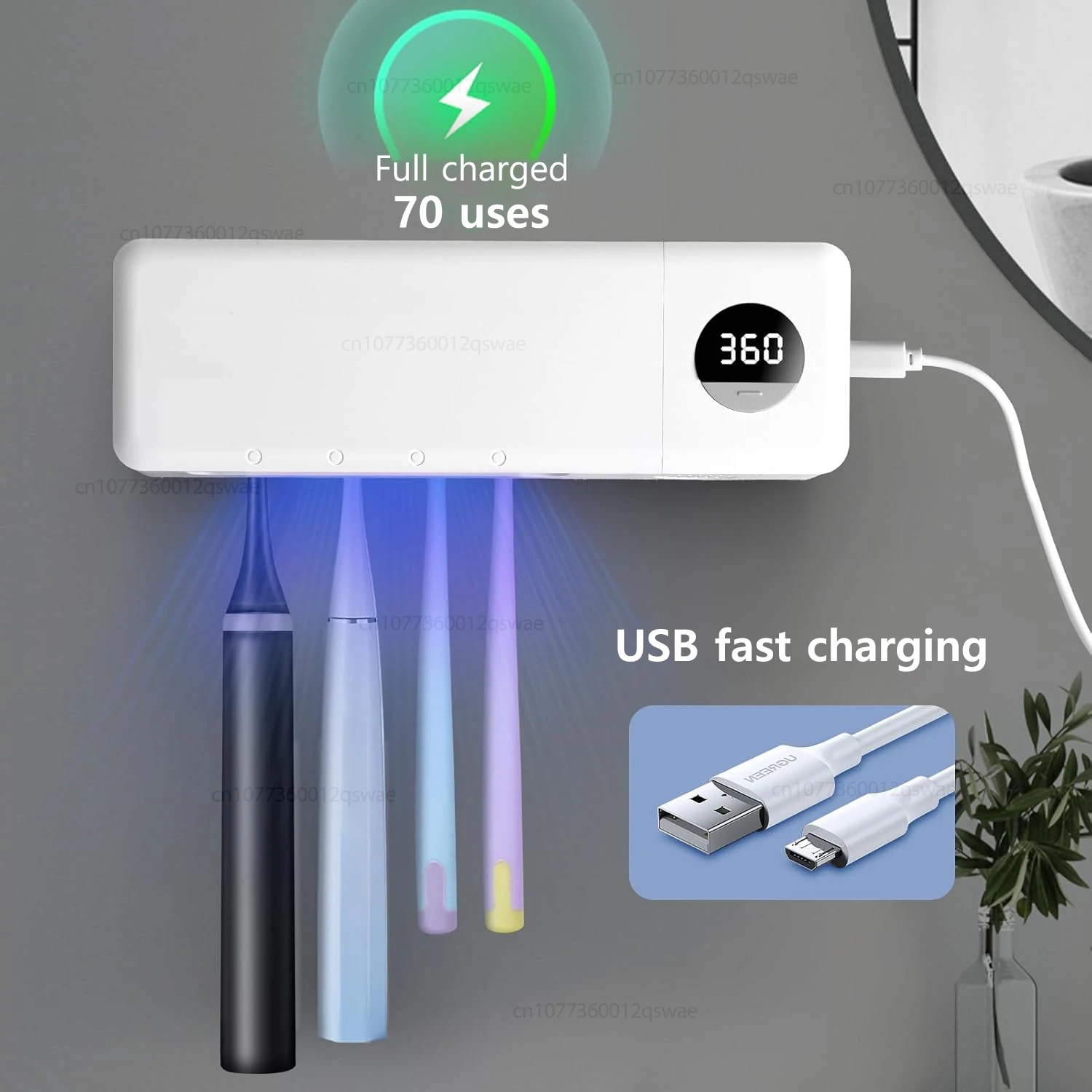 UV-Zahnbürstenhalter Elektrischer Zahnbürstenhalter Wandmontiert für 4 Fächer Intelligenter Zahnbürstenhalter – Detail 6