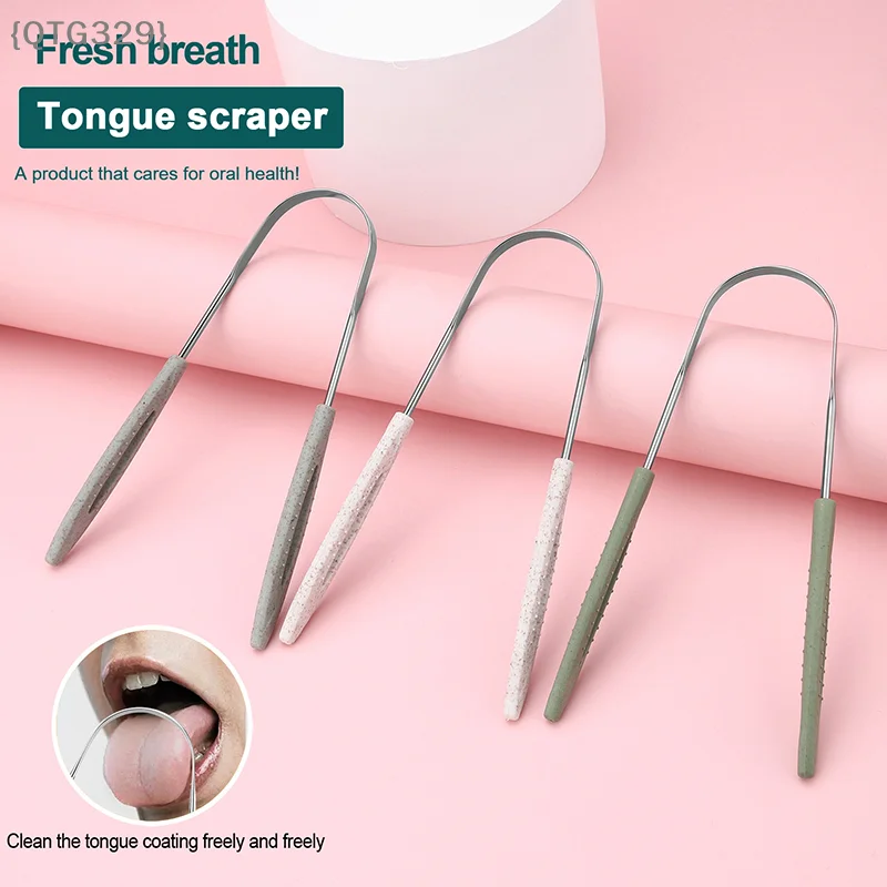 【QT329M3】Stainless Steel U-Shaped Tongue Scraper - Fresh Breath Coated Tongue Cleaner Oral Hygiene Metal Scraper Tool
