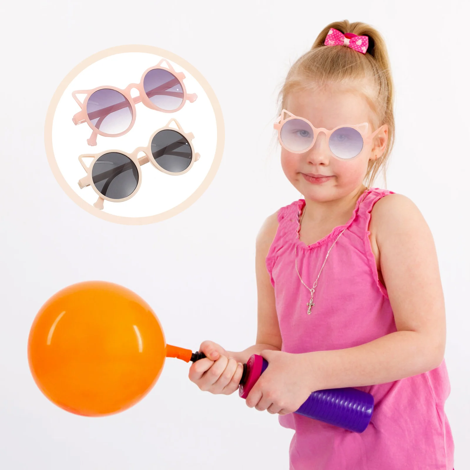 

2Pairs Kids Cat Eye Sunglasses Party Glasses Cute Cat Ear Design Lightweight Uv Protection Birthday Party Favor Eyewear