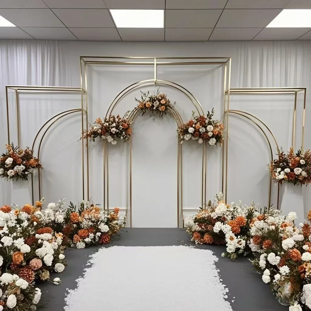 

Wedding Gilded Screen Background Frame Iron Arch Indoor Wedding Scene Decoration Props Flower Stand Decoration