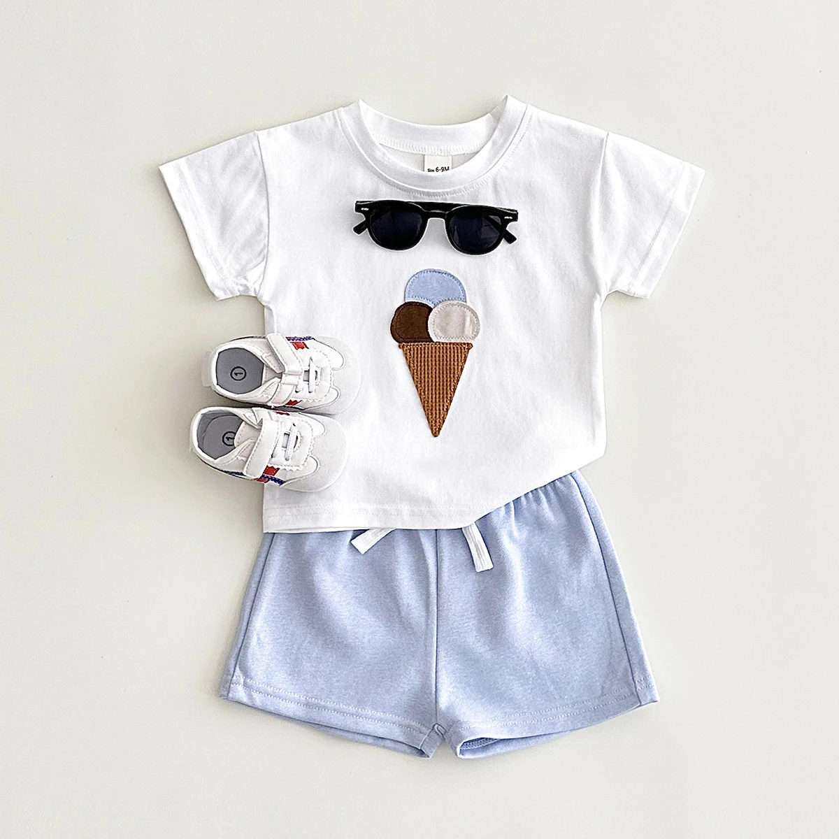 Newborn Baby Clothes Sets Infant Toddler Outfit Summer Baby Boys Girls Clothes Ice Cream Print T-shirt+Shorts Children Clothing