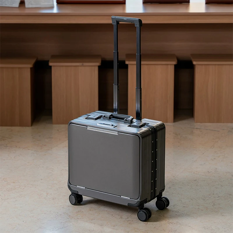 Front-Opening Carry-On Trolley Luggage Lightweight Compact 18‘’ Horizontal Style Travel Suitcase 20‘’ Vertical Style Lock Box