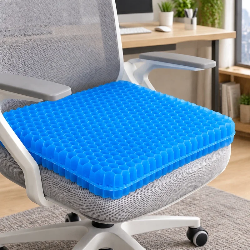 Gel Honeycomb Seat Cushion with Breathable Design for Tailbone Relief and Pressure Support, Ideal for Office Chairs, Wheelchairs
