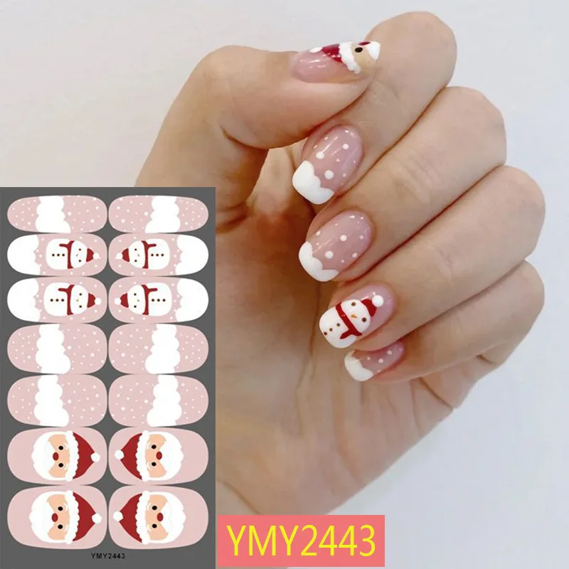 Papai Noel nail stickers, capa completa, 14 dicas, decoração, auto-adesivo, para nail art