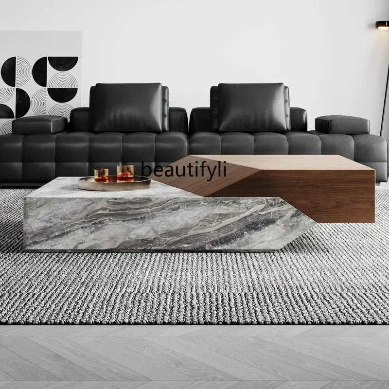 

New Natural marble coffee table combination household combination table square Nordic tea tableA16