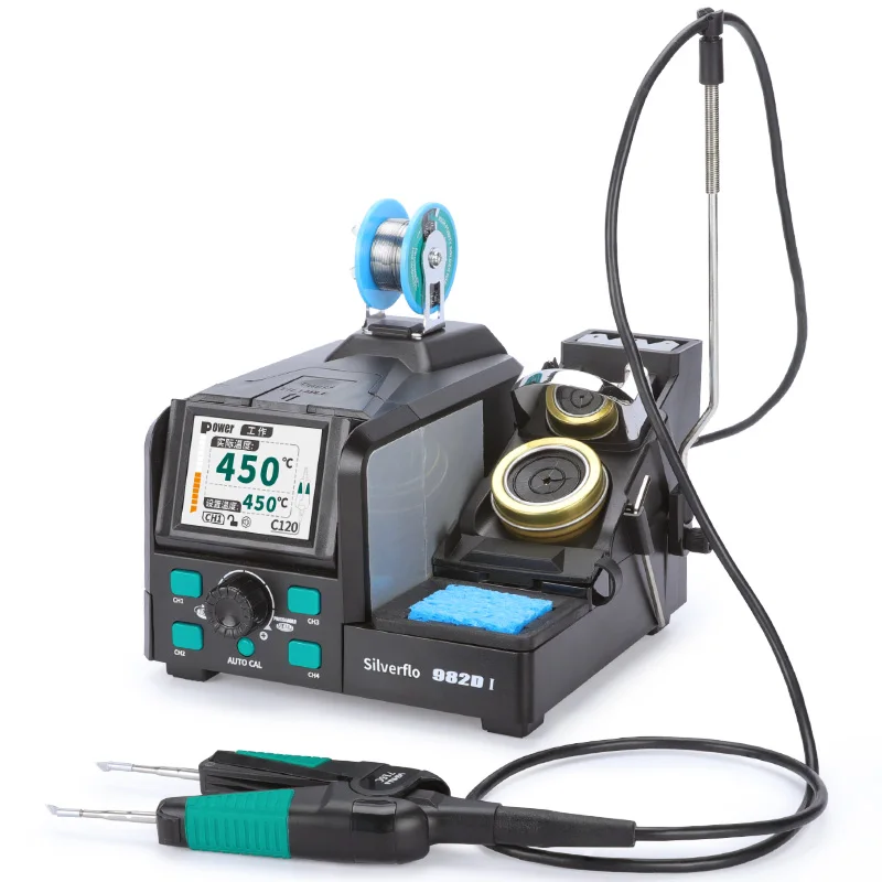 Silverflo 982D-I Soldering Station Precision Tweezers Welding Station with Auto Calibration,4Preset Channels for Micro Soldering