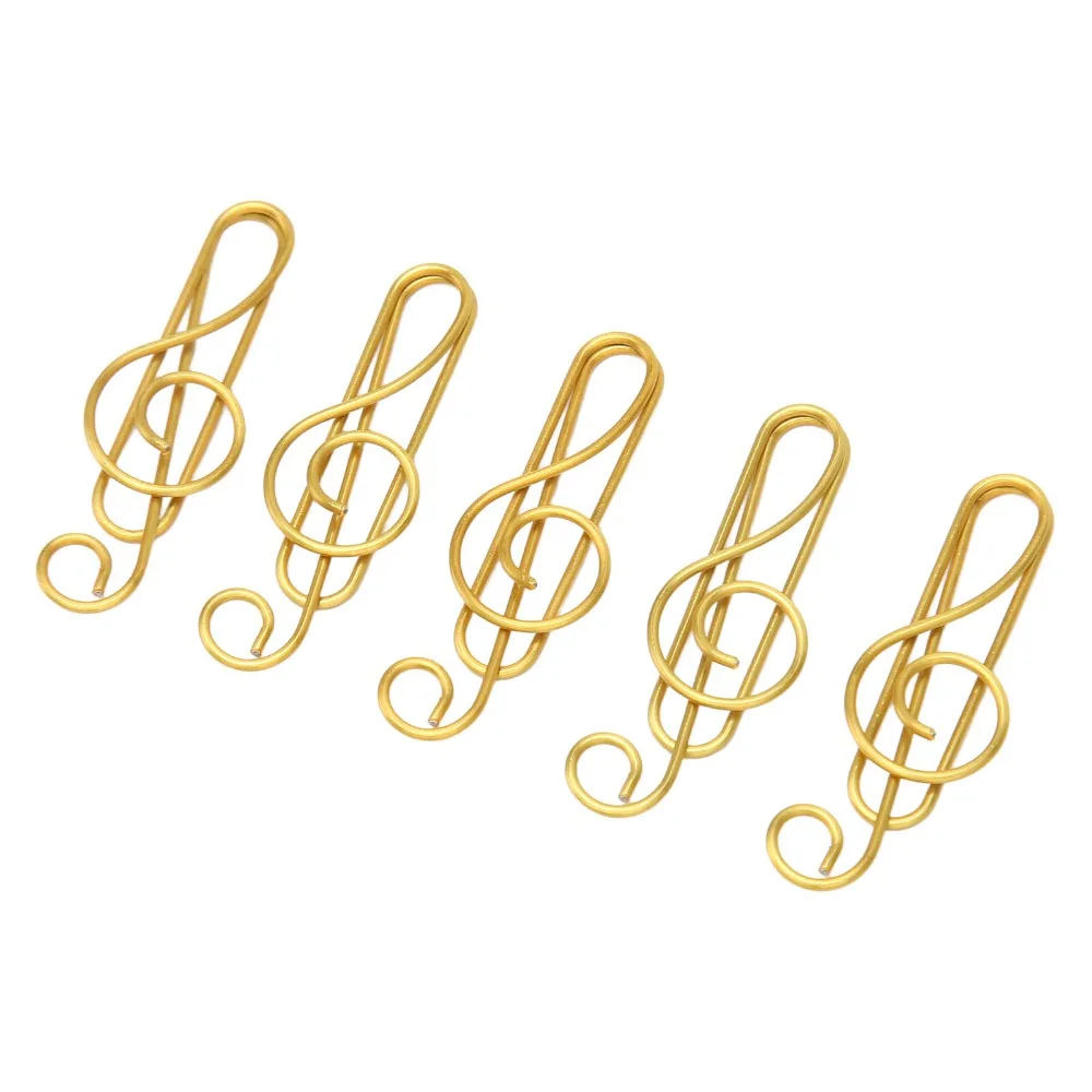 100 Pcs Music Note Shape Fancy Paperclips Gold/ Green Anti Slip Cute Paper Clips Plastic Covered Wire with Storage Box