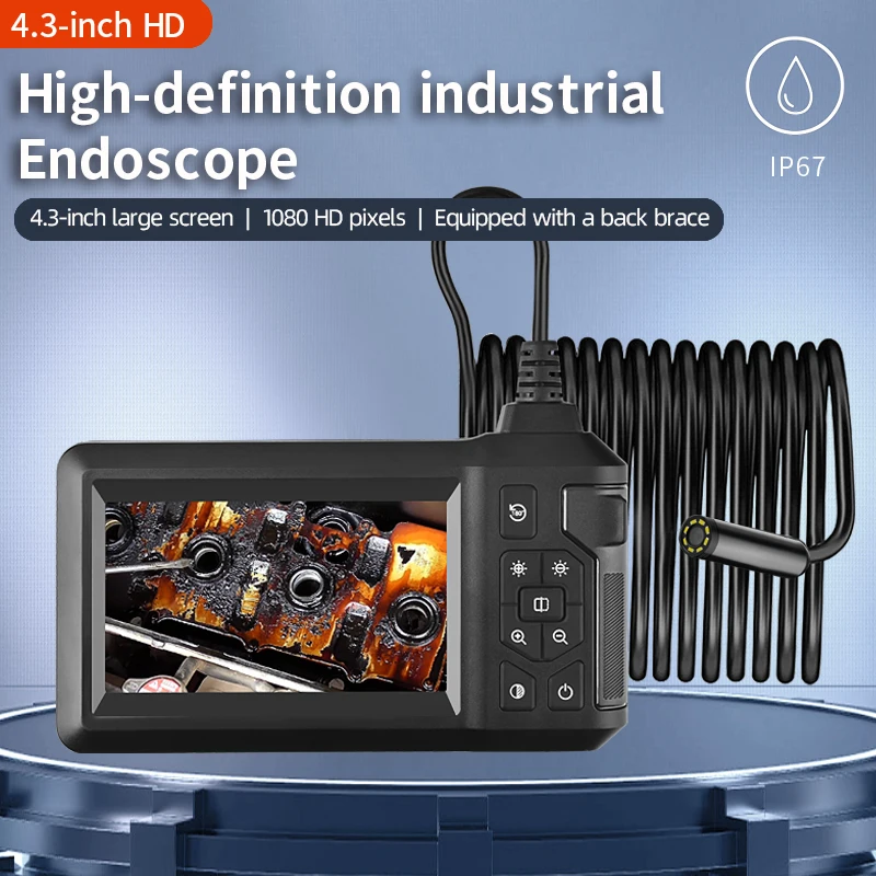 Telecamera per endoscopio industriale a doppia lente schermo IPS da 4.3 \'\'HD1080P periscopio per ispezione di fognature per tubi rigidi IP67