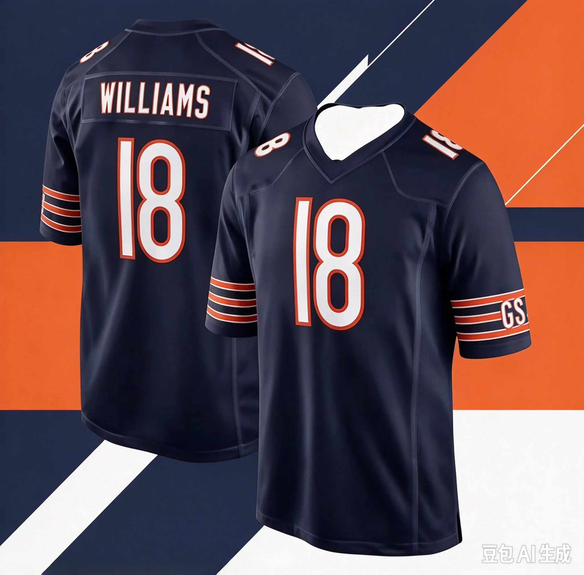 2026 Chicago Williams #18 Rome Odunze 15 Bears American Football Jersey Sleeve Mesh Breathable Quick-dry T-shirt top plus size
