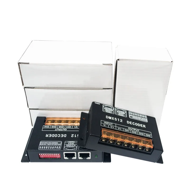 New DC12-24V 24A 576W LED DMX512 Decoder RGBW LED Lighting Controller DMX512 4-Channel Terminal Connection