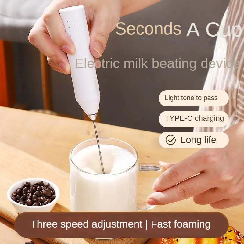 Handheld milk frother, electric milk coffee mixer, rechargeable 3-speed egg beater, portable kitchen food mixer