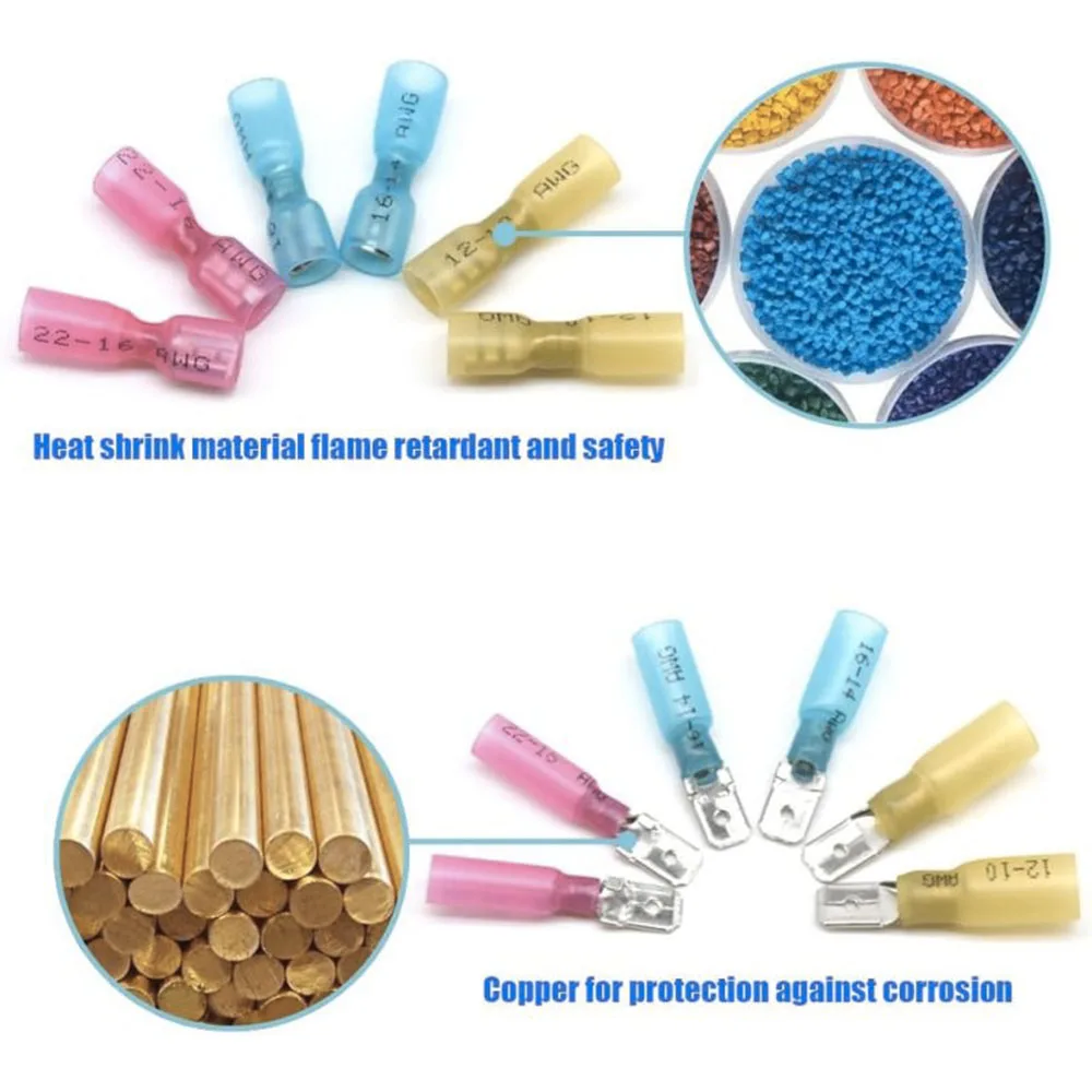 120 Pieces Spade Connectors 22-16/16-14/12-10 AWG Male And Female Insulated Crimp Terminal Electrical Wire Connectors