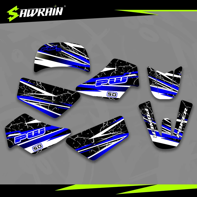 

Sawrain для мотоцикла PW50 PW, графические фоновые наклейки, наклейка по индивидуальному заказу, номер имени