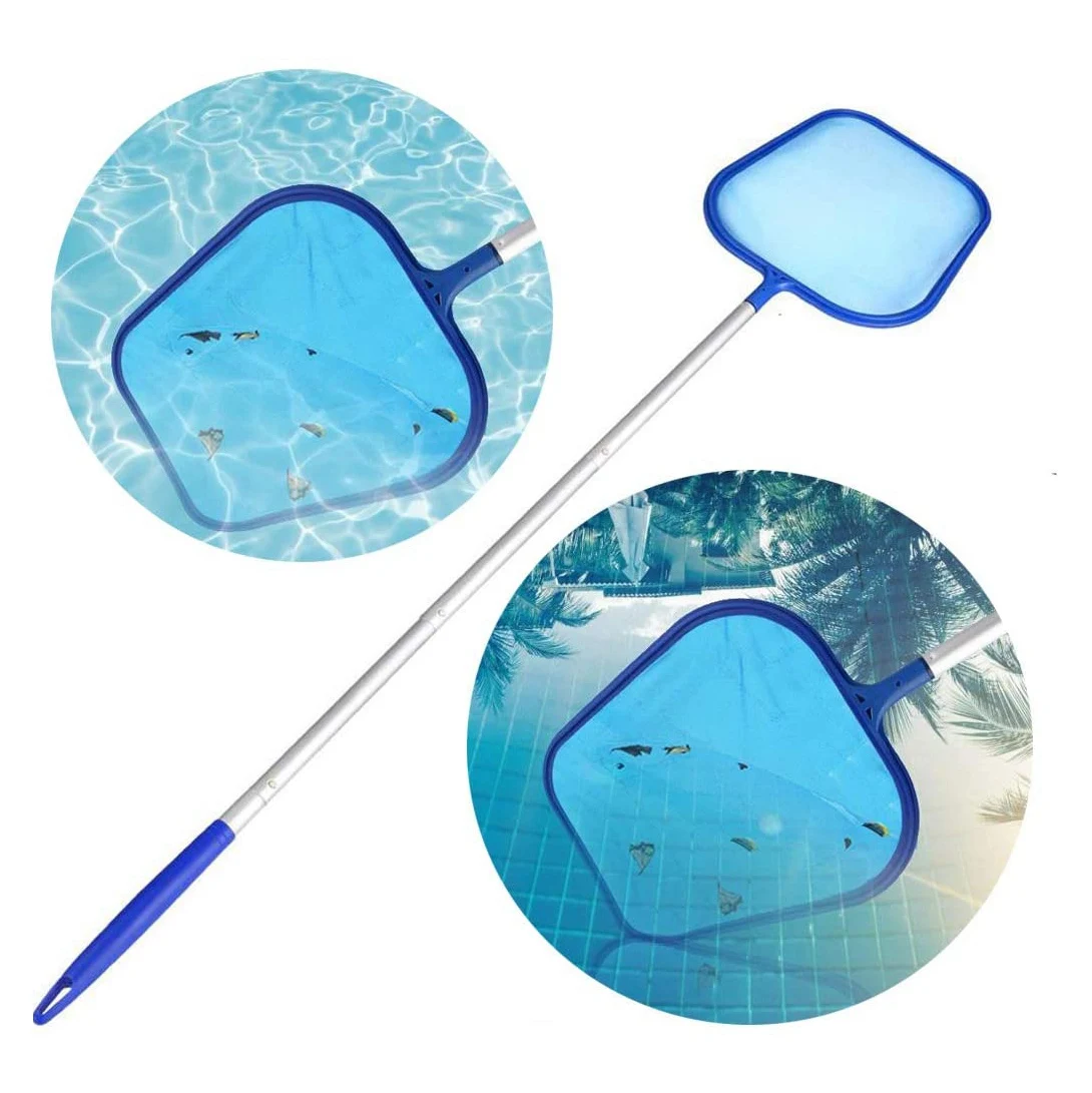 6-Piece Swimming Pool Skimmer Net Telescopic Pole Leaf Skimmer Net Swimming Pool Cleaner Supplies Home Use