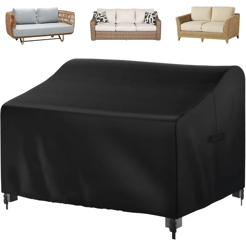 Outdoor Sofa Cover Waterproof Patio Loveseat Cover UV Resistant Garden 1-Seater Couch Protector with Drawstring & Buckle Straps`