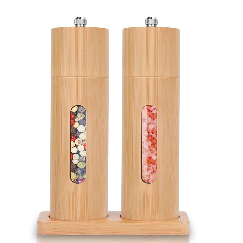 Bamboo Wood Salt and Pepper Grinder Sets Wooden Salt And Pepper Mills Kitchen Solid Seasoning Tools