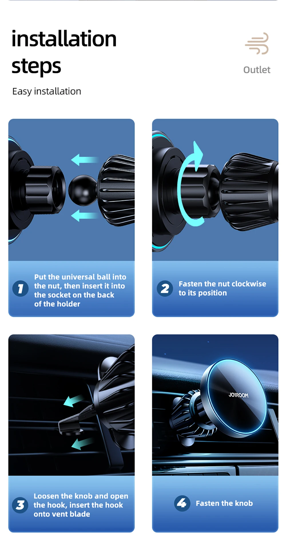 Joyroom magnetischer Autotelefon halter 15w kabelloser Lade telefon halter Auto-Entlüftung sclip Telefon halterung für iPhone 12-15 Serie – Detail 15