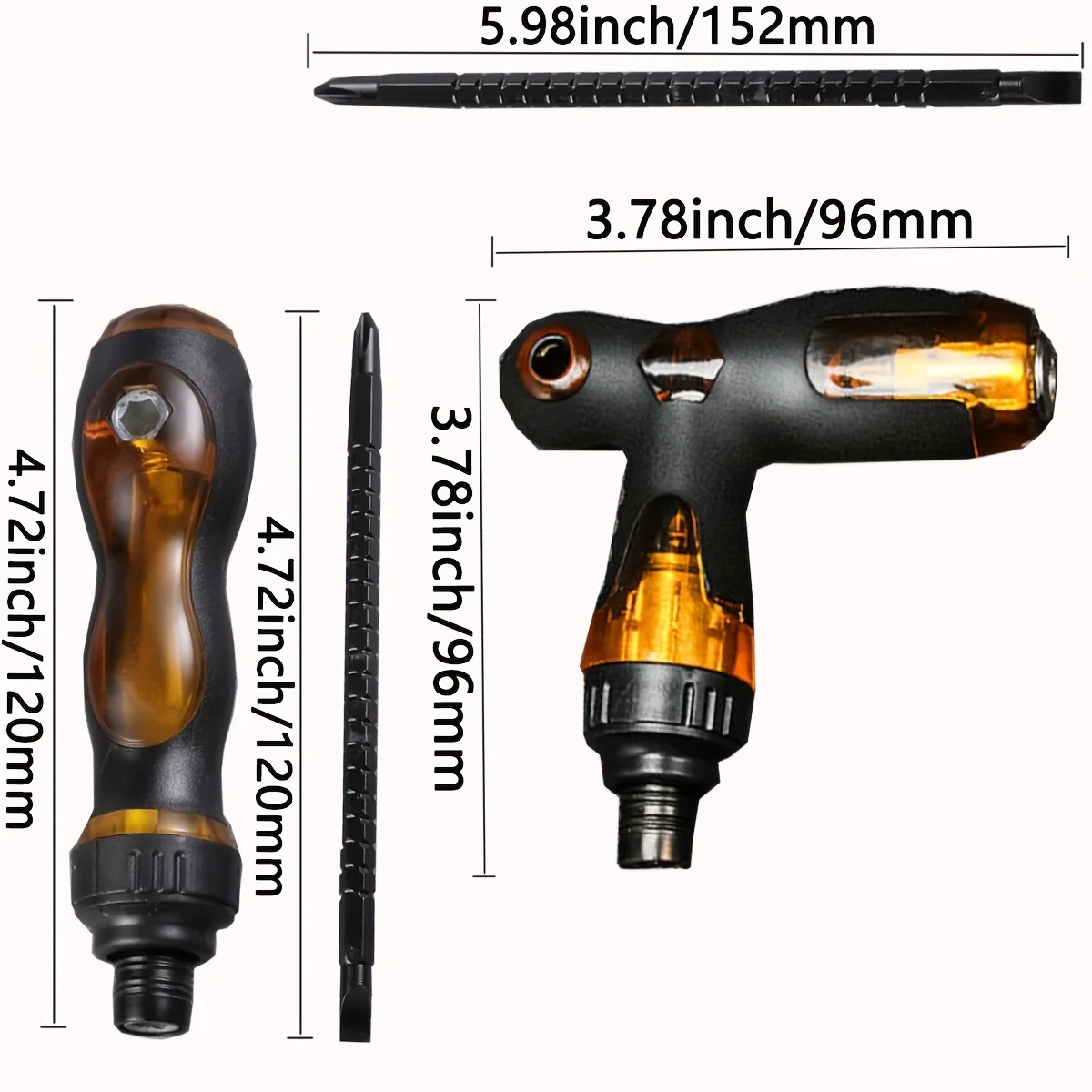 2-in-1-Haushaltsschraubendreher, Reparaturwerkzeug für Zuhause, zerlegbares magnetisches rotierendes Ratschenschraubendreher-Set für Möbel/Auto/Computer – Detail 7