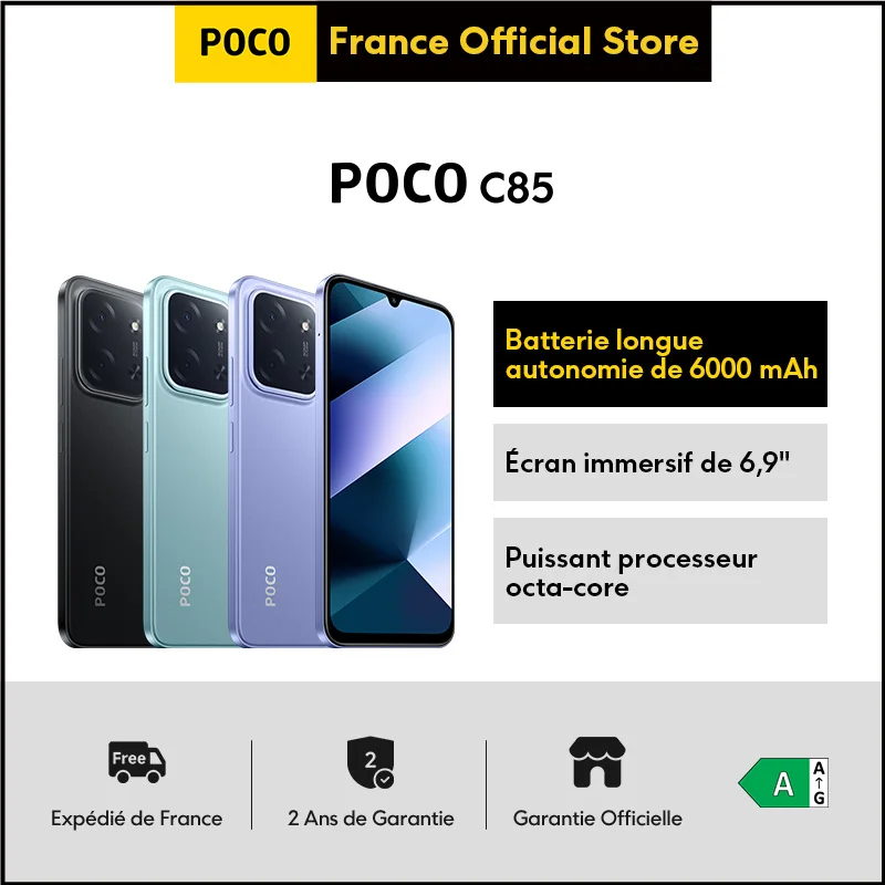 【Première mondiale】POCO C85 Version mondiale Smartphone 128/256 Go Helio G81-Ultra Batterie 6000 mAh Écran 6,9" Caméra 50MP 33 W NFC