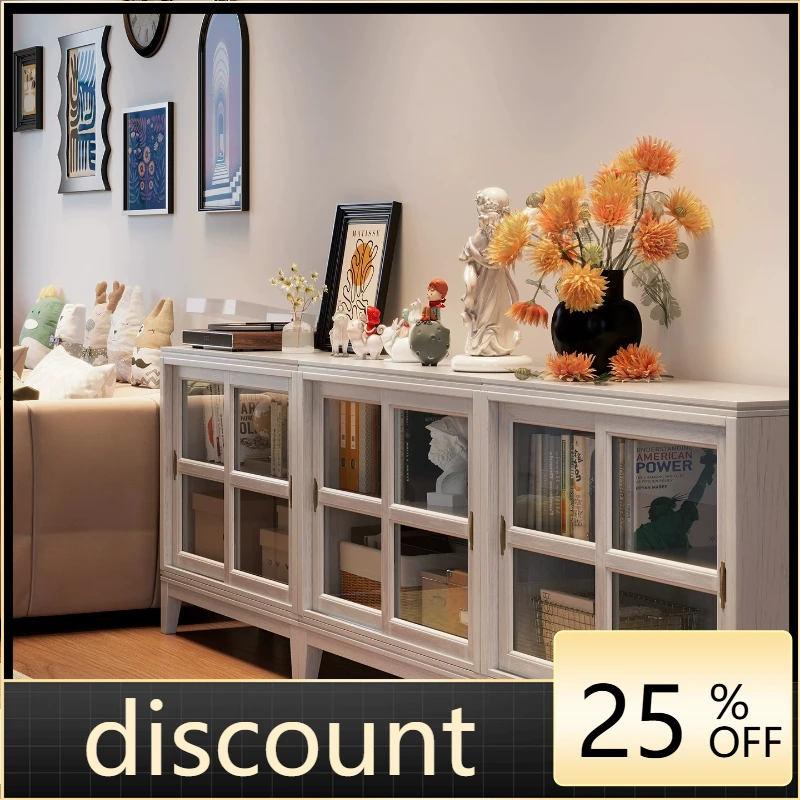 CX solid wood low bookcase floor-to-ceiling living room household dust-proof glass door locker