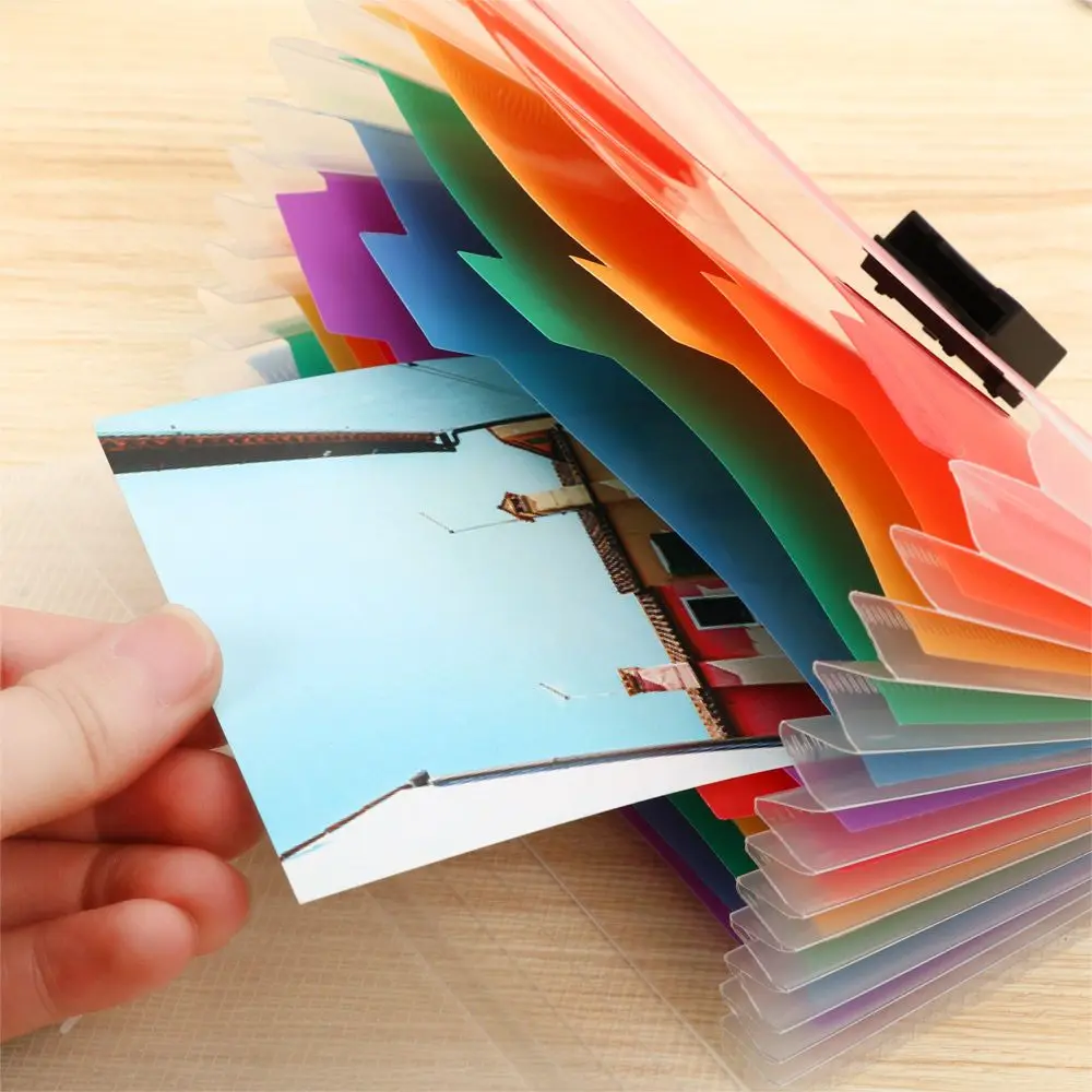 Estuche para archivos de suministros de oficina, carpeta de archivos de plástico, organizador de papel, bolsa para documentos, 13 bolsillos para A6 | A4