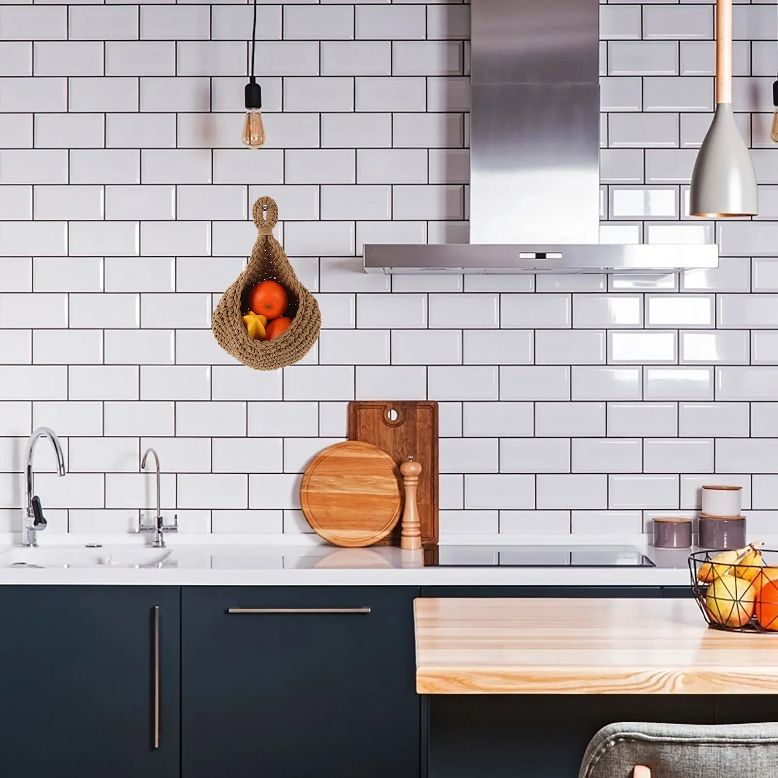 

Handwoven Storage Basket Wall Mounted For Kitchen Vegetable Fruit Garlic Holder Jute Woven Planter Hanging Organizer Onion