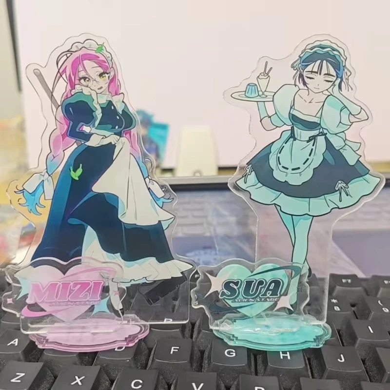 Alien Stage Acrylic Stand Set Mizi And Sua Maid Outfit Desktop Display Decor New Collectible Gift For Anime Game Fans view 2