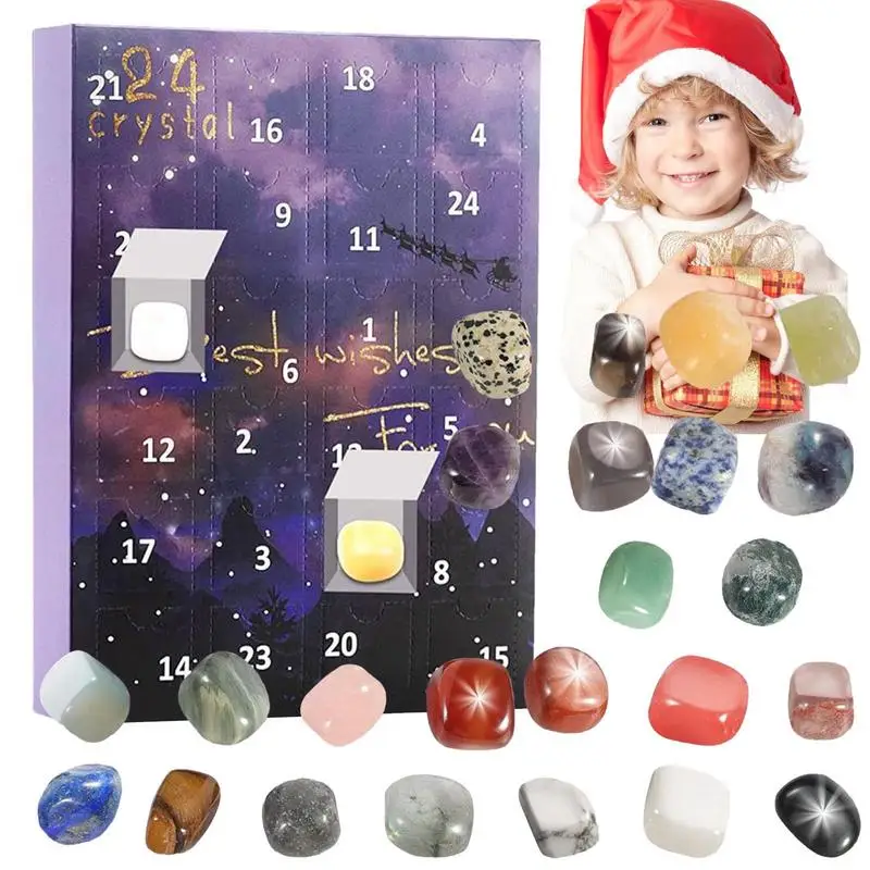 

Crystal Advent Calendar 24 days Festive Gem Stone Advent Calendar Creative Christmas Rock Countdown Calendar for Boys Girls Kids