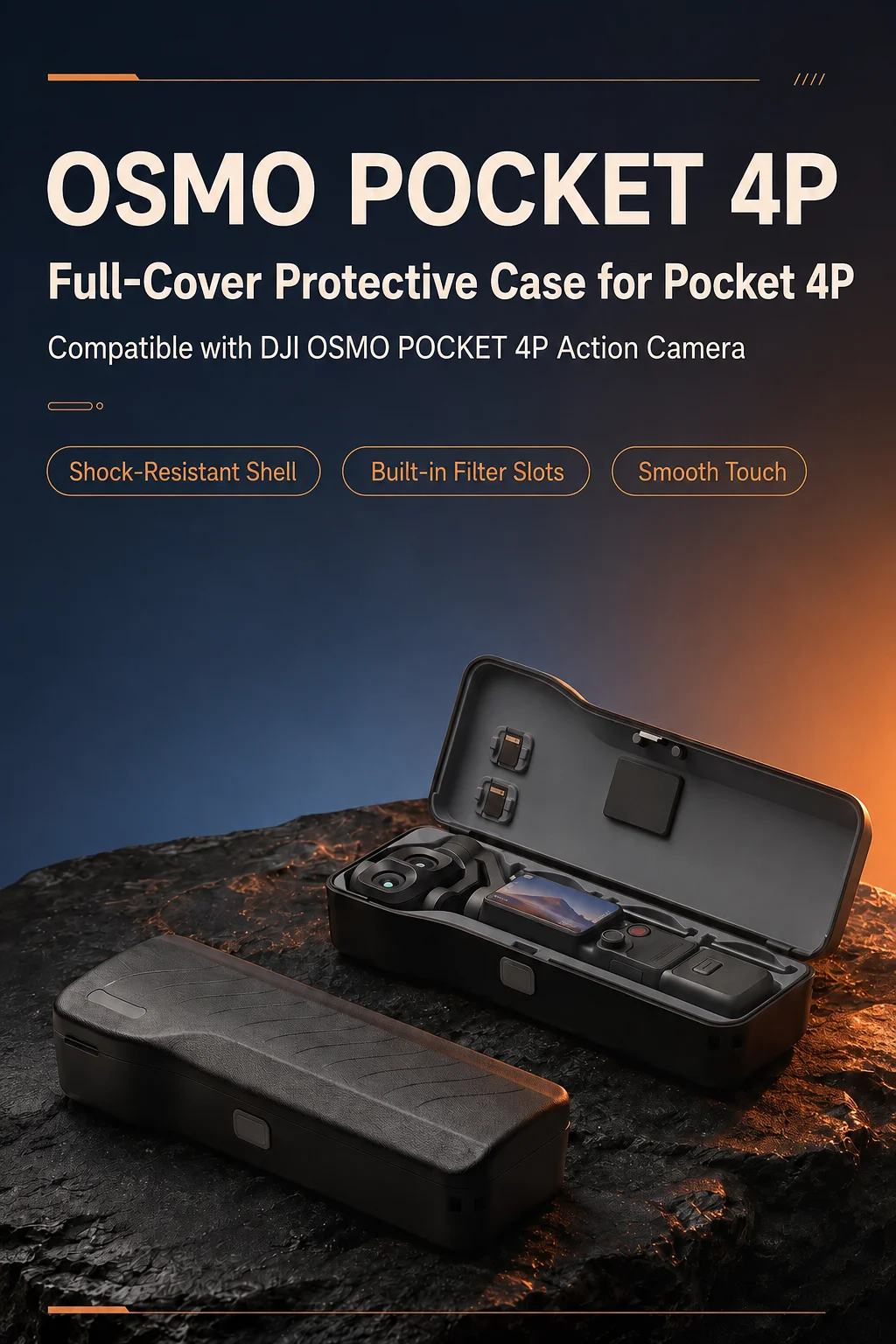 Wasserdichte Staubdichte Aufbewahrungsbox für DJI Pocket 4 Pro Harte Schutzhülle Sturzsicher Filterkartenfach Outdoor-Zubehör – Detail 1