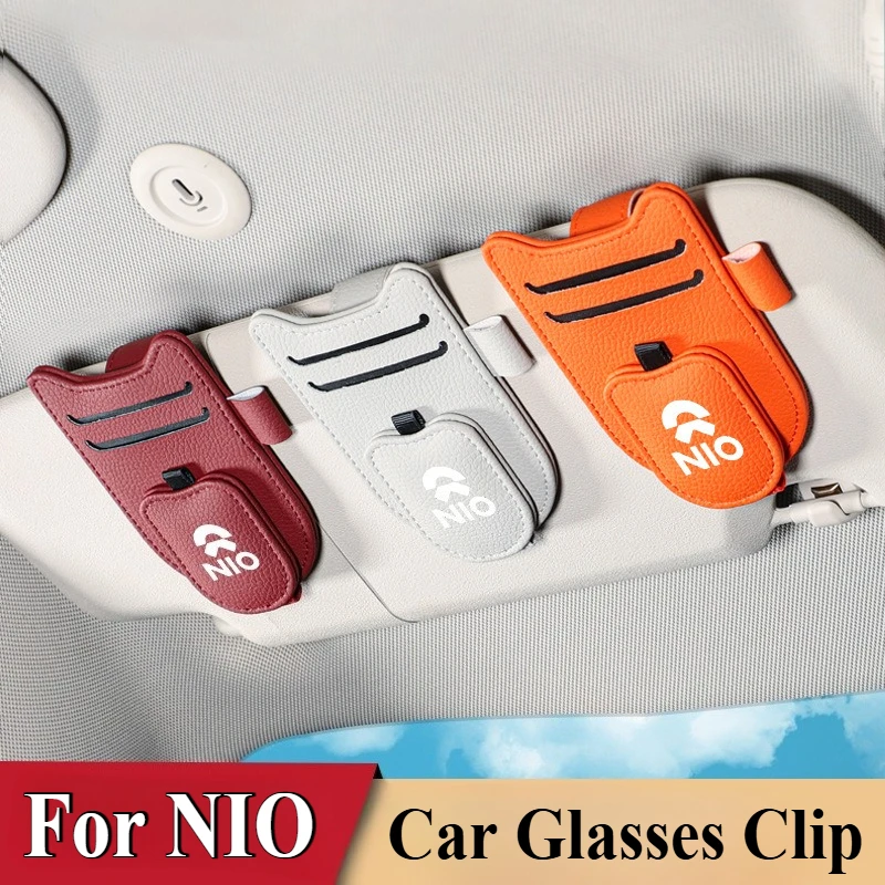 

For NIO ET5 ET7 EC6 ES6 ES8 PU Leather Multi Functional Car Glasses Clip Ticket Sunshade Sunglasses Clip Car Interior Accessory
