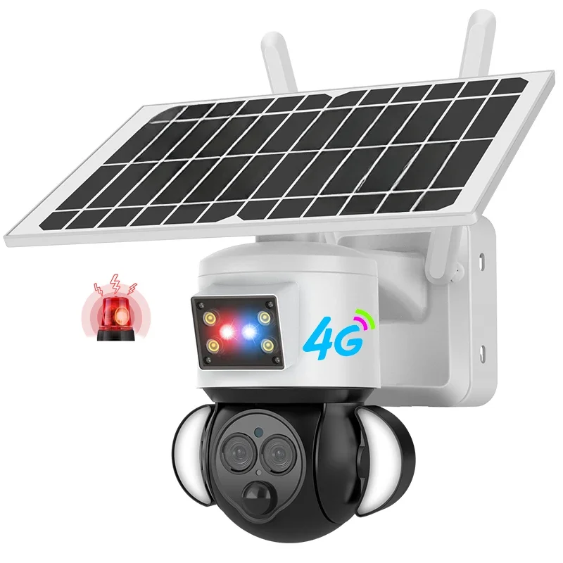 

Hot Sale 4G Network Camera 6MP Red-Blue Alarm 12X Zoom Solar Camera with Floodlight APP UBOX Low Power Solar 4g Sim Card Camera