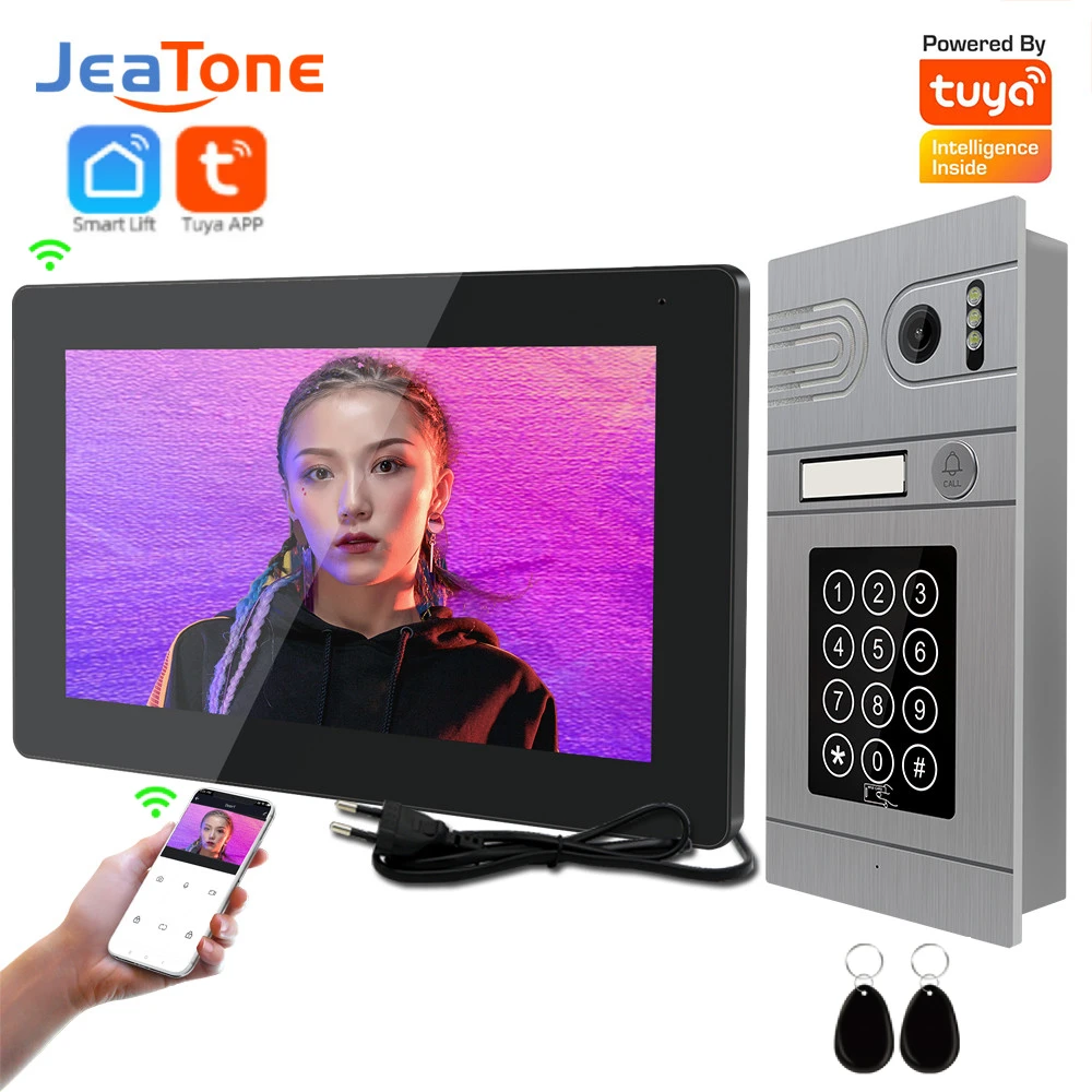 

Jeatone 10-дюймовый Wi-Fi умный видеодомофон для дома AHD 960P камера с шагом удаленный доступ к разблокировке видео вратарь AC 220V