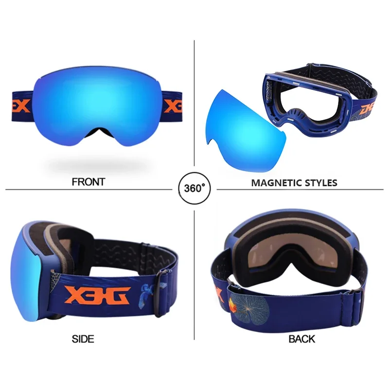 Neue Anti-Fog UV400 Wechsel gläser Schnee brille TPU Rahmen benutzer definierte Snowboard Ski brille Magnet linse