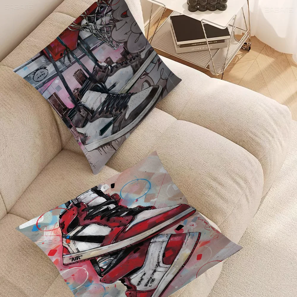 

Graffiti Sneakers Office Cushion Pillowcase Car Cushion Cover45X45CM Lumbar Pillowcase Sofa Pillowcover