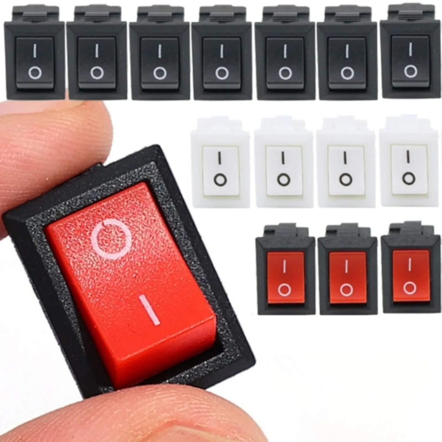 10-50Pcs Push Button Switch 10x15mm SPST 2Pin 3A 250V KCD11 Snap-in On/Off Rocker Switch 10MM*15MM Black Red and White