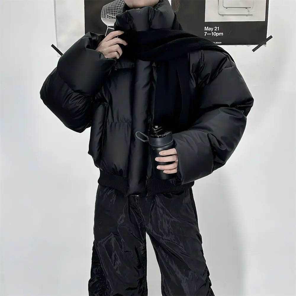 ملابس قطنية قصيرة عصرية فضفاضة بياقة واقفة ملابس شتوية سميكة من القطن بلون سادة سترة خبز #3