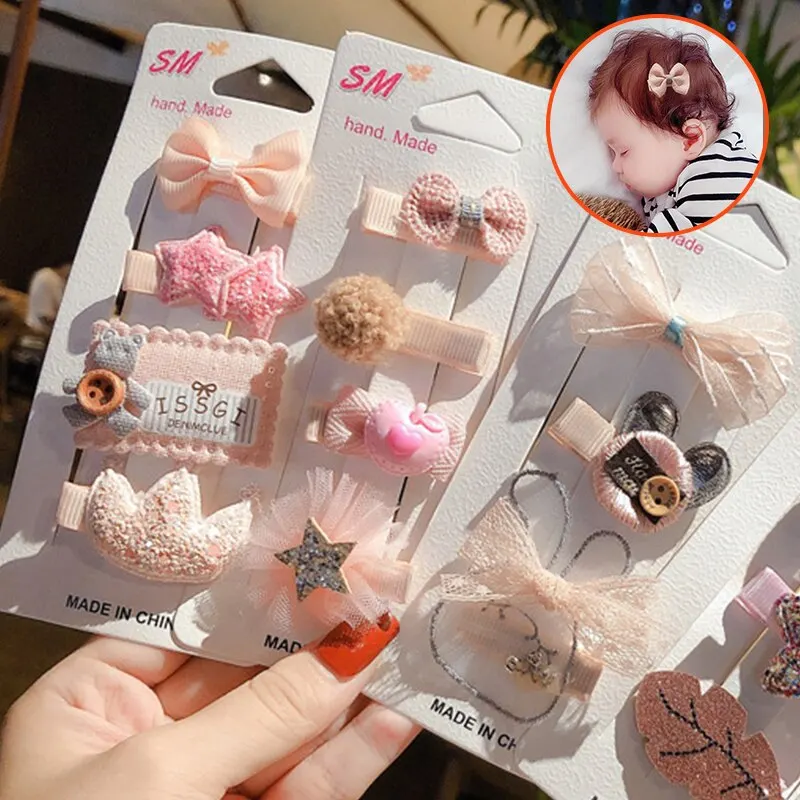 12Pcs Set Animal Crown Flower Baby Hairpins Sweet Princess Girls Barrettes Kids Hair Accessories